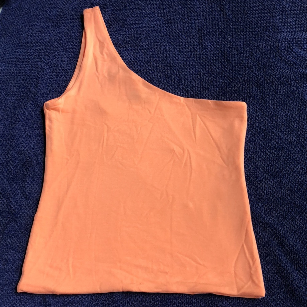 J.Crew FormKnit one-shoulder Stretch Tank In Bright Cantaloupe Size S - Picture 3 of 7